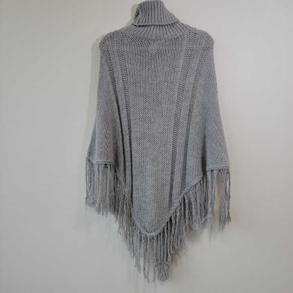 Italian Alpaca Wool Fringe Poncho - Picture 2 of 8